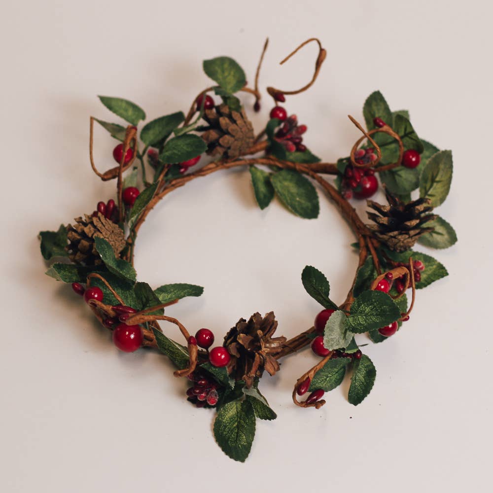 Winter Berry Pine Candle Ring