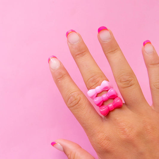 Kitsch Bow Ring Set | Pink