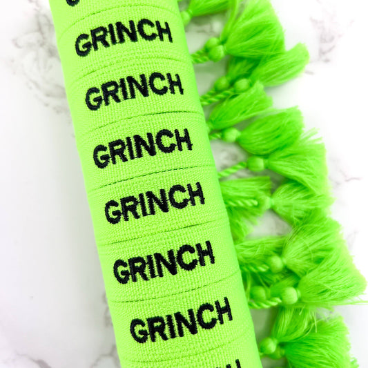 Grinch Christmas Embroidered Bracelet