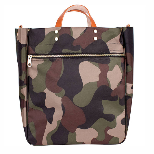 Parker Camo Nylon Tote with Leather Accents