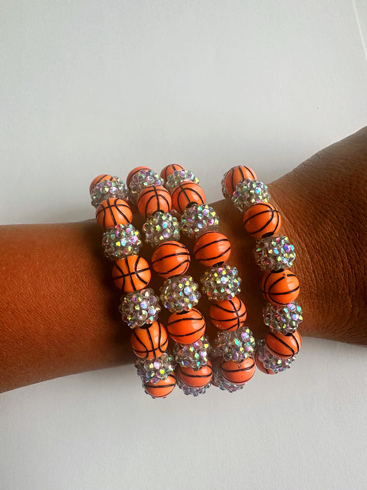 Rhinestone Basketball Stretchy Bracelet