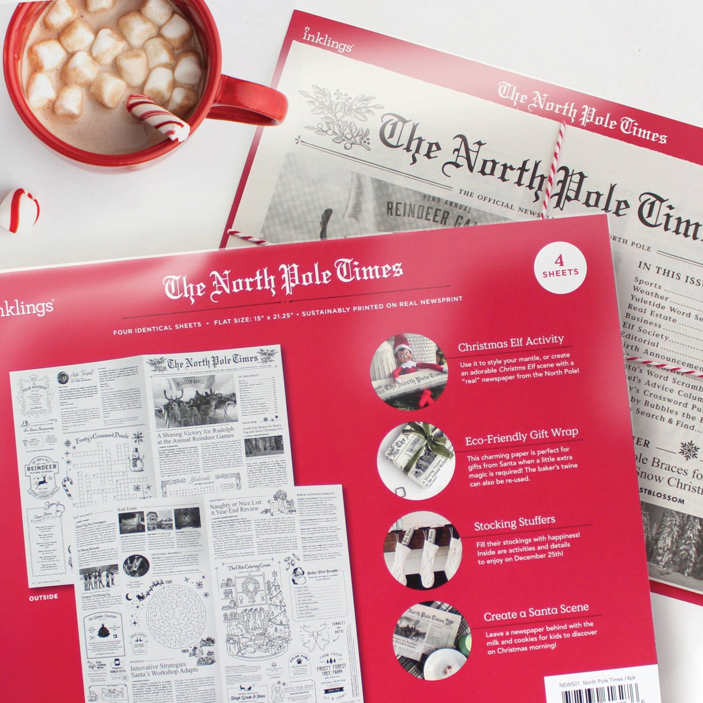 North Pole Times Newspaper - Holiday Gift Wrap + Activity