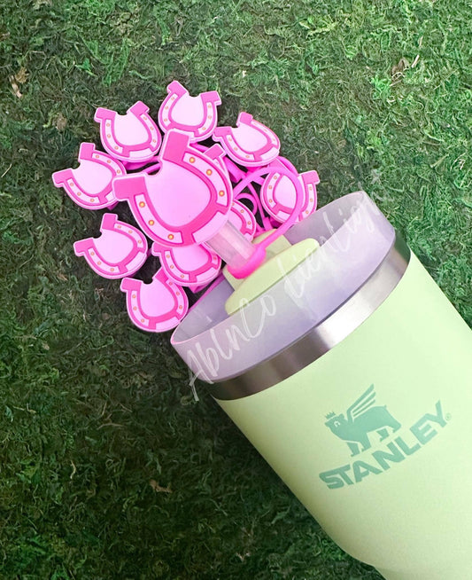 Preppy Pink Mascot™ Horseshoe Tumbler Straw Topper