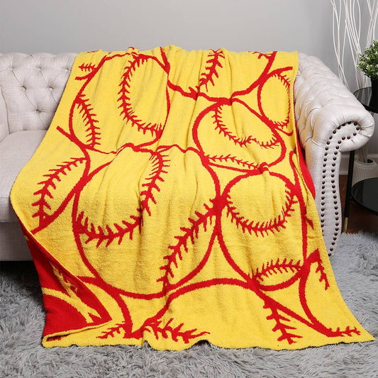 Softball Print Patterned Throw Blanket