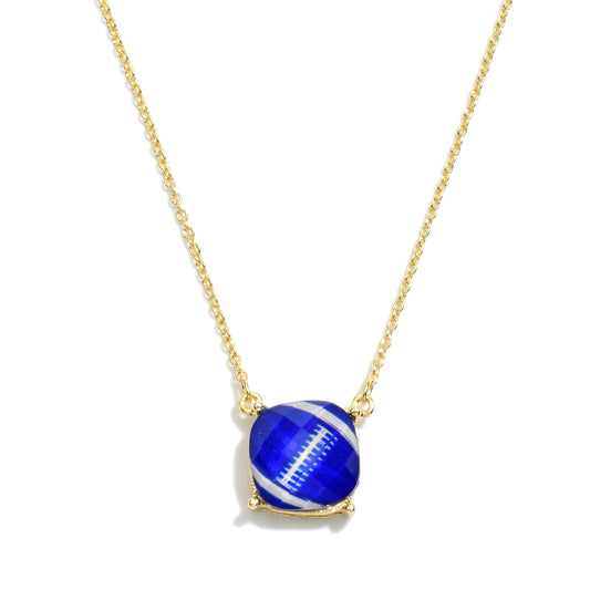 Rhinestone Football Charm Pendant Necklace