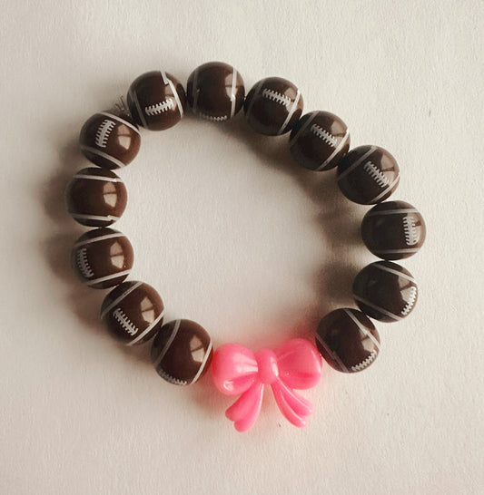 Pretty Bow Football Stretchy Bracelet