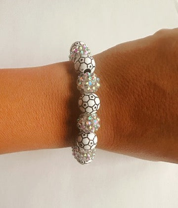 Rhinestone Soccer Stretchy Bracelet