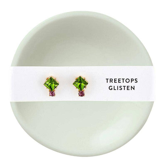 Holiday Stud Earrings & Trinket Tray Set -Tree Tops Glisten