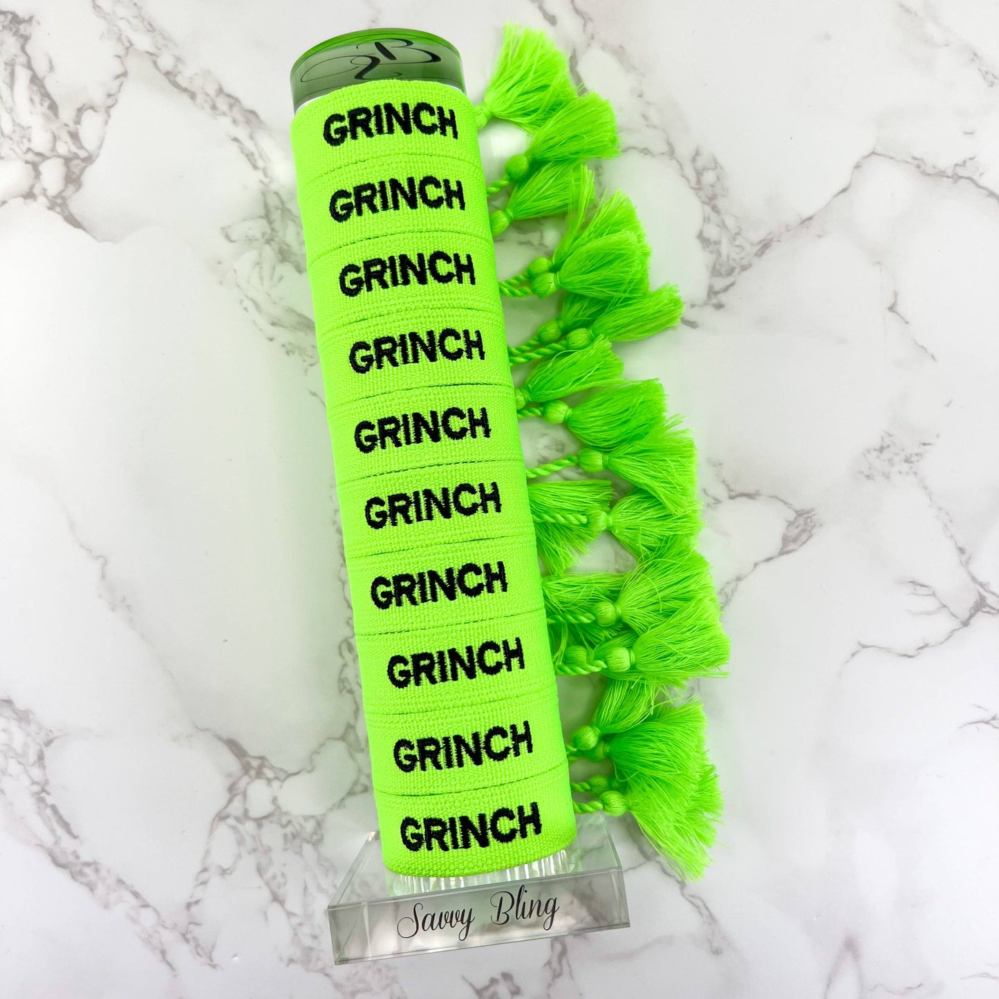 Grinch Christmas Embroidered Bracelet