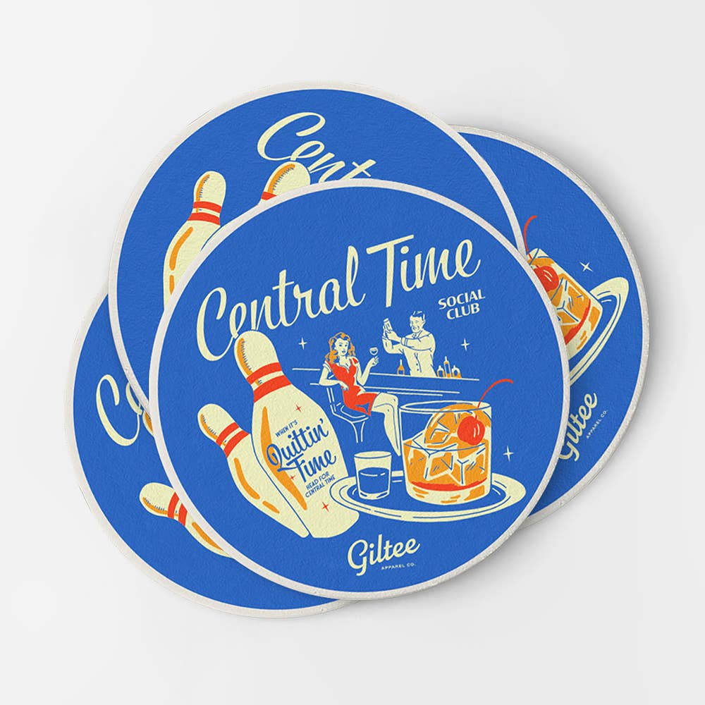 Central Time Bowling Souvenir Coasters (4 pack)