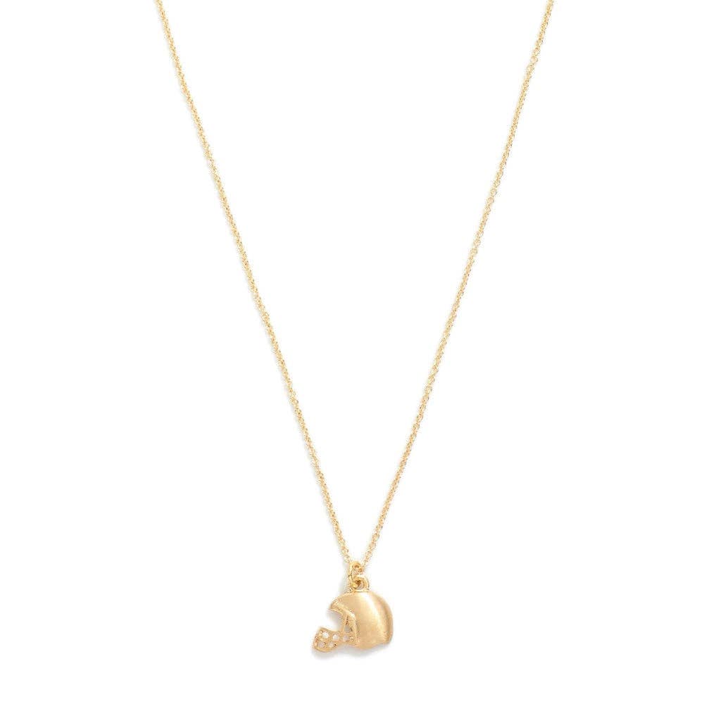 Gold Football Helmet Necklace