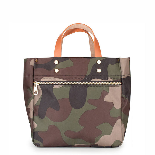 Joey Camo Nylon Tote with Leather Accents