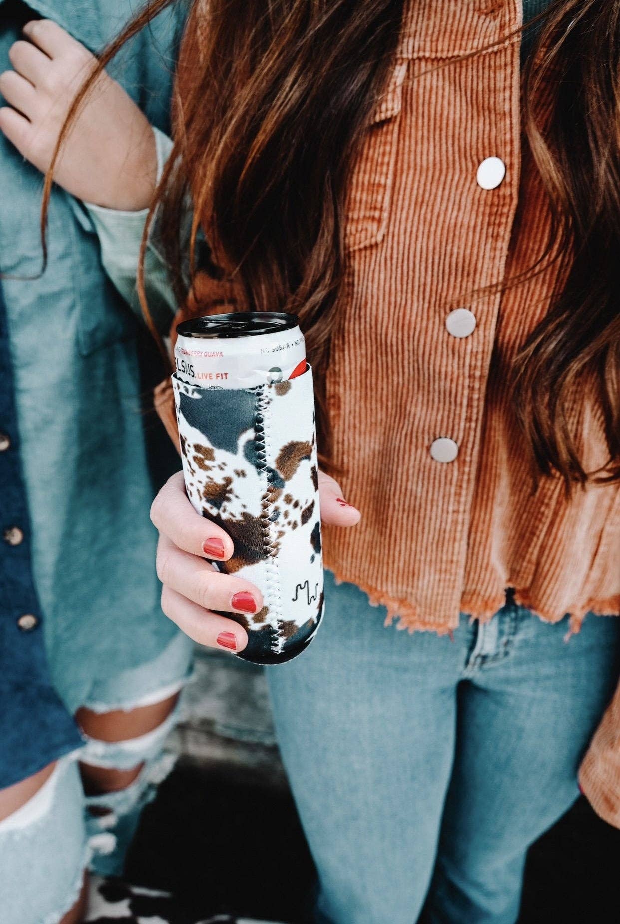 Mooving On Brown Cowhide Print Tall Koozie