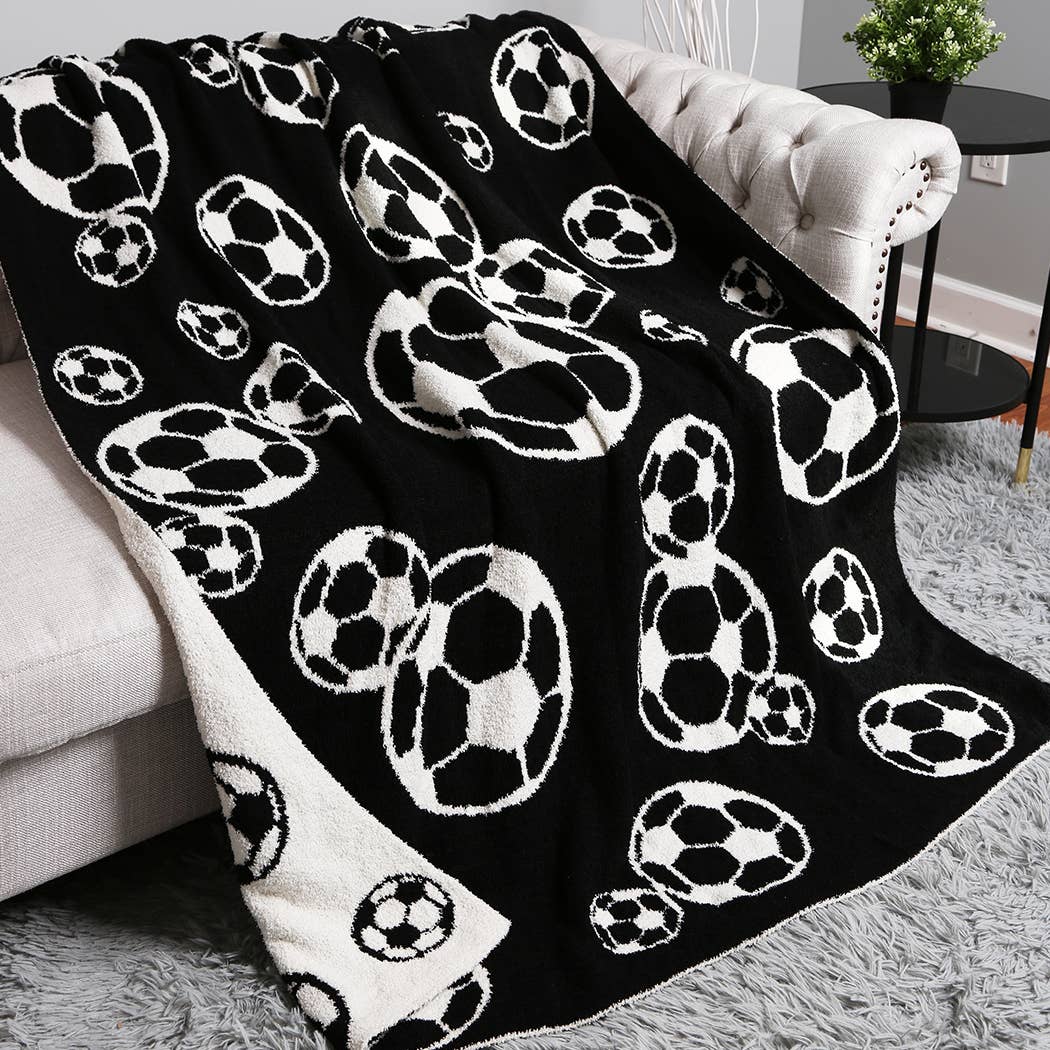 Soccer Ball Print Cozy Soft Throw Blanket