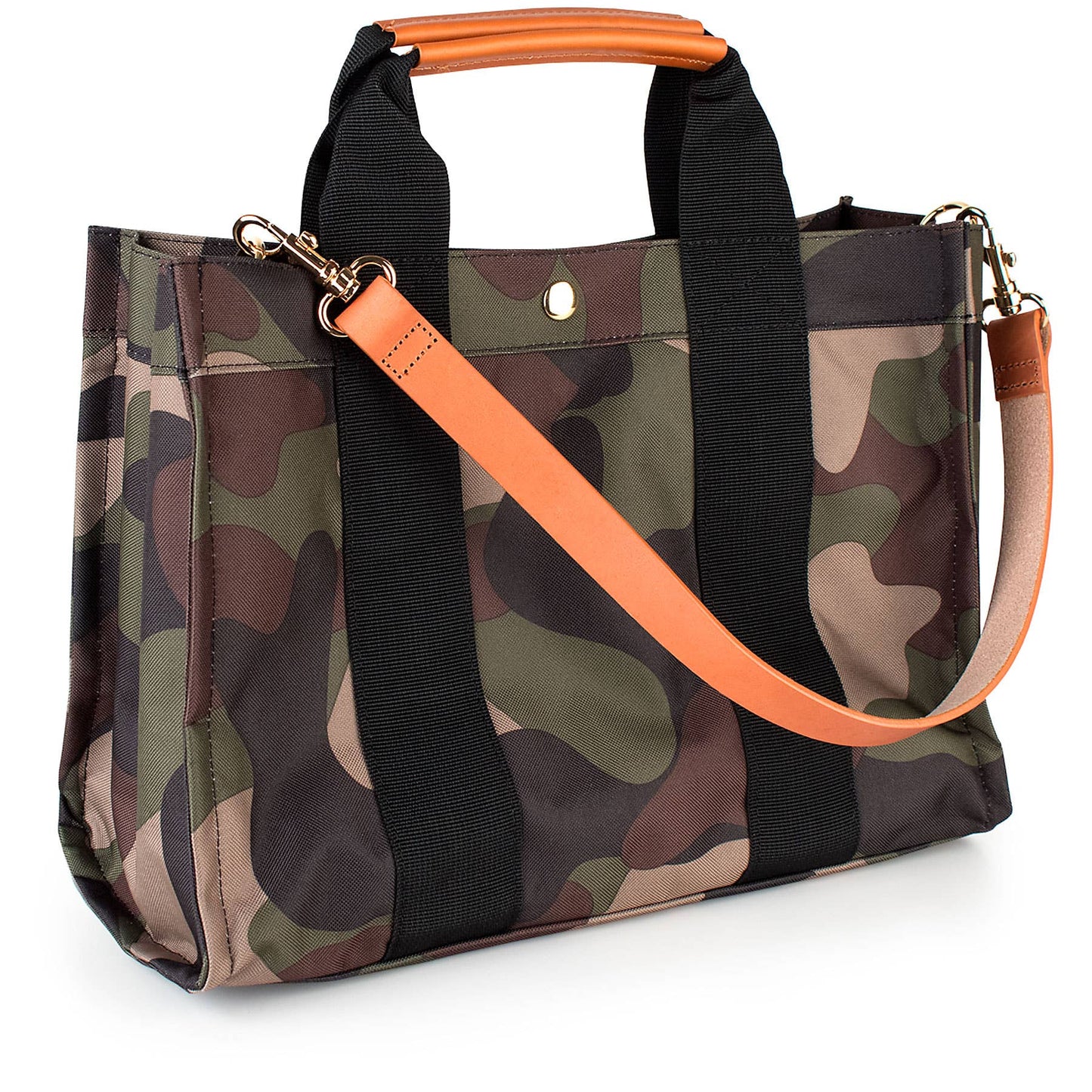 Kylie Camo Nylon Tote with Leather Accents