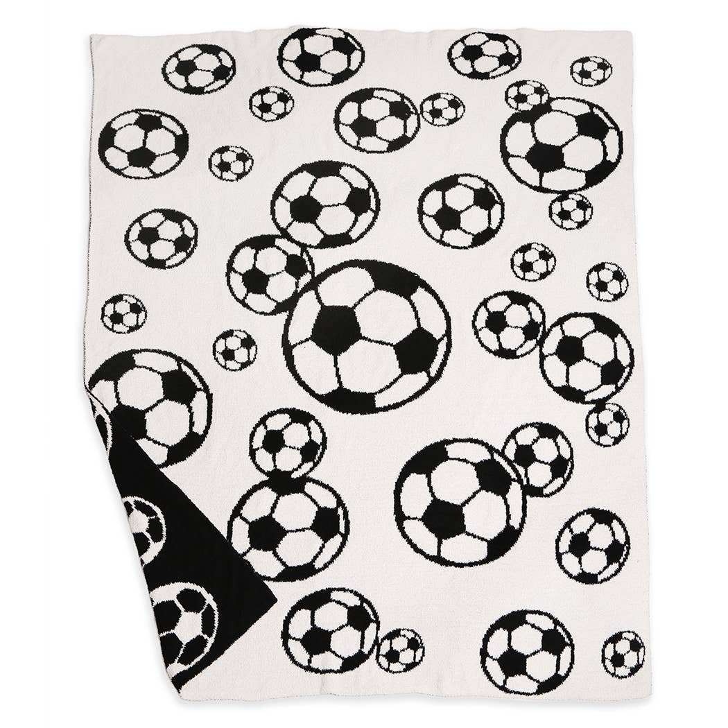 Soccer Ball Print Cozy Soft Throw Blanket